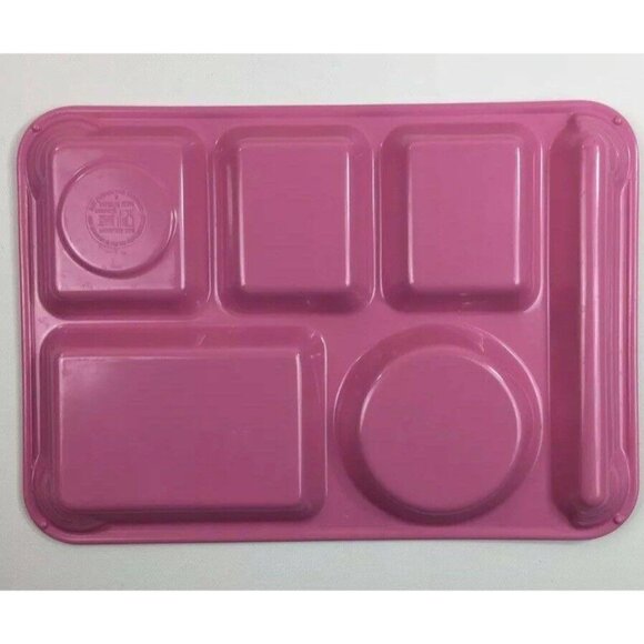 Vintage Pink & Orange Melamine Cafeteria Trays Set Of 4 Divided Compartments BBQ - Picture 5 of 5